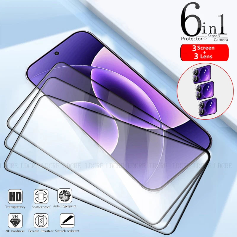 6-in-1 For Xiaomi 17 Pro Max Glass For Xiaomi Mi 17 Pro Tempered Glass 9H Full Cover Screen Protector For Xiaomi Mi 17 Len Glass