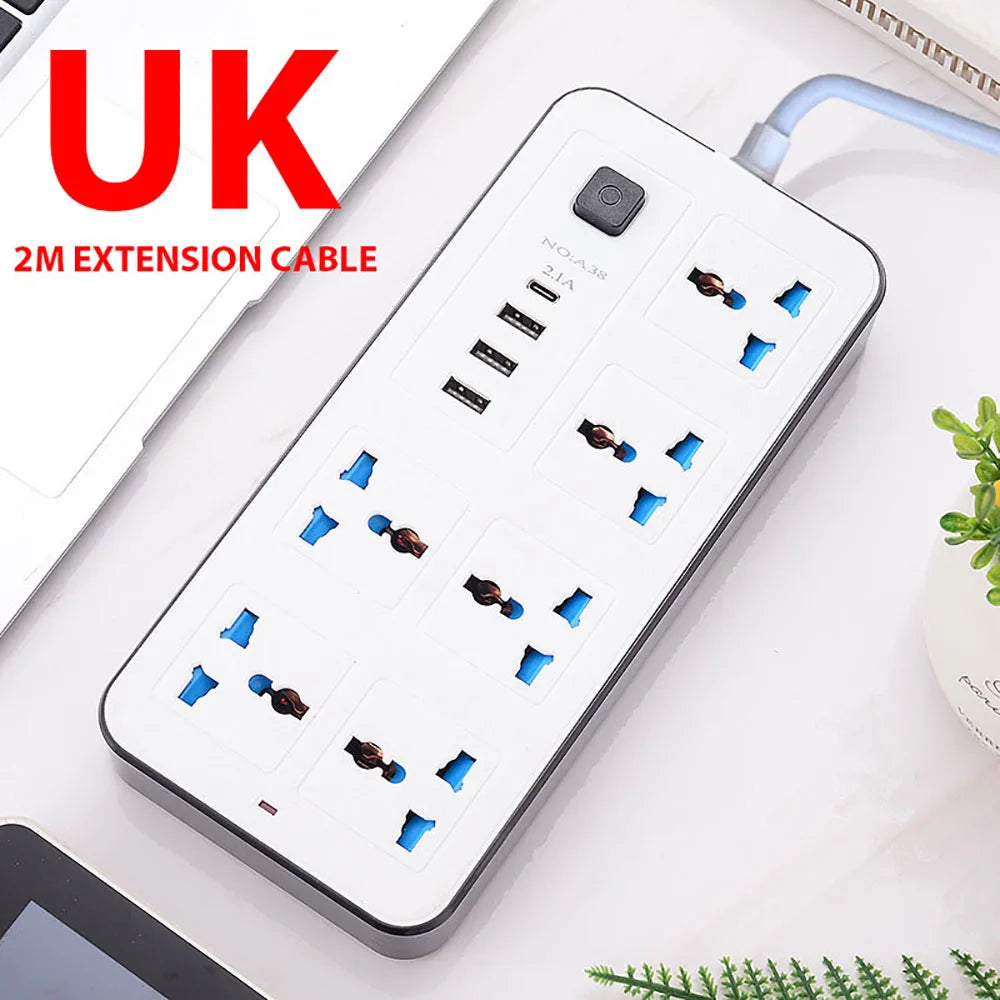 Ổ cắm đa năng USB TypeC, dây 2m, tương thích EU/US/UK
