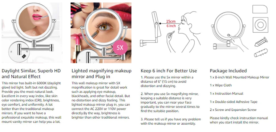 High-end Gold-Plated LED Folding Makeup Mirror