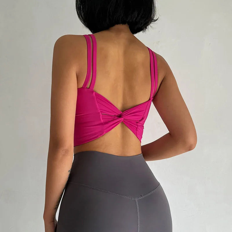 Áo Tập Nữ Đệm Cố Định, Sexy, Thắt Nút Sau, Yoga - Daisan Mart