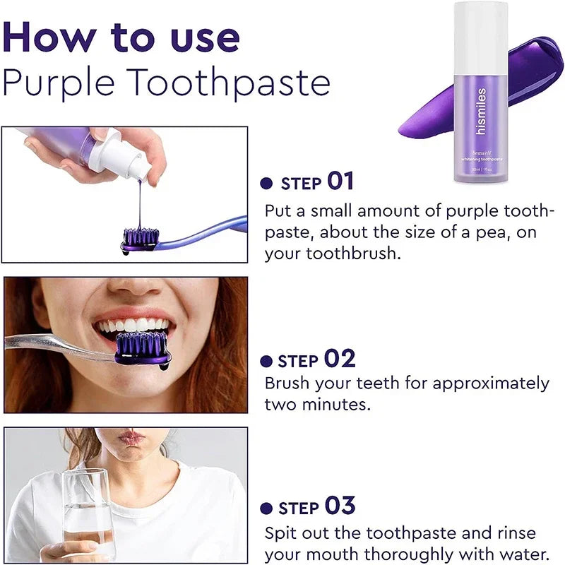 30ml V34 SmileKit Purple Toothpaste Removes Tartar Clean Oral Hygiene Fresh Breath Whitening Teeth Care Products - Daisan Mart