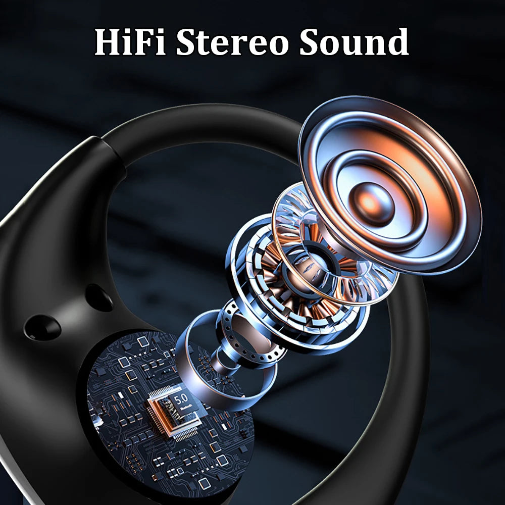 Bluetooth 5.4 TWS Waterproof Earhook LED Headset