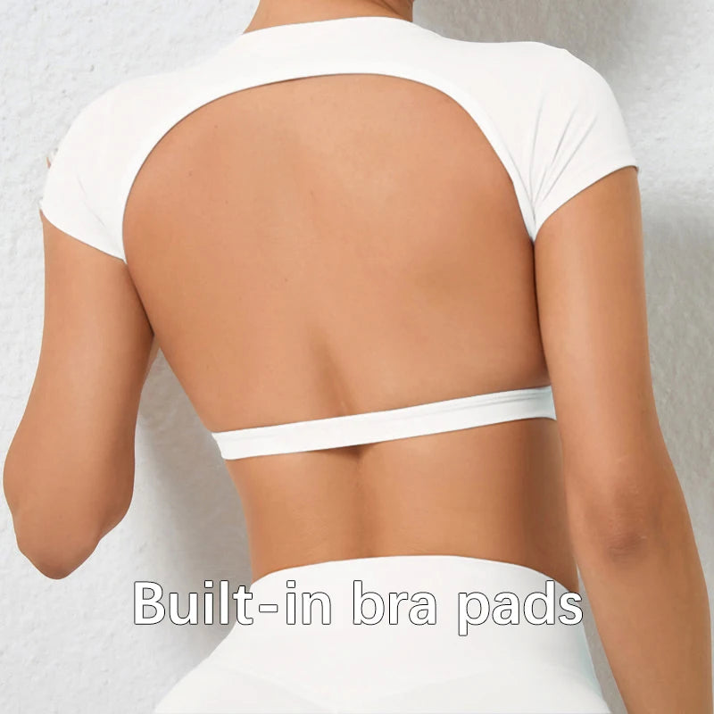 Women's Breathable Backless Yoga Gym Active Sports Shirt