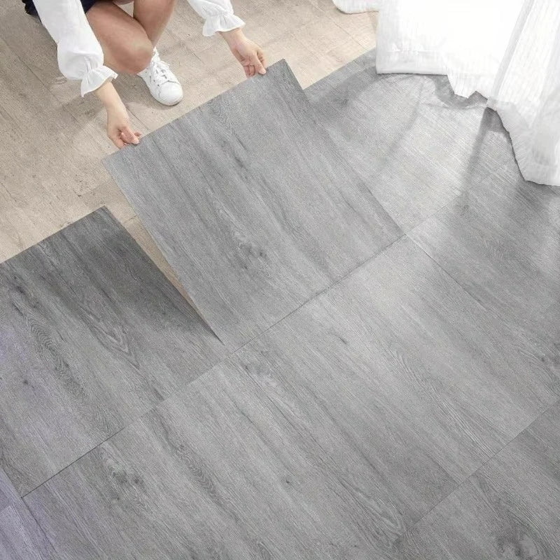 12-Pack Self-Adhesive Vinyl Floor Tiles, Waterproof Peel &amp; Stick Wood Look PVC Flooring for Bedroom Living Room Home Decor