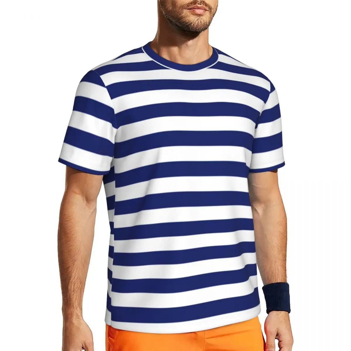 Stylish Mondrian Striped Men's Gym T-Shirt
