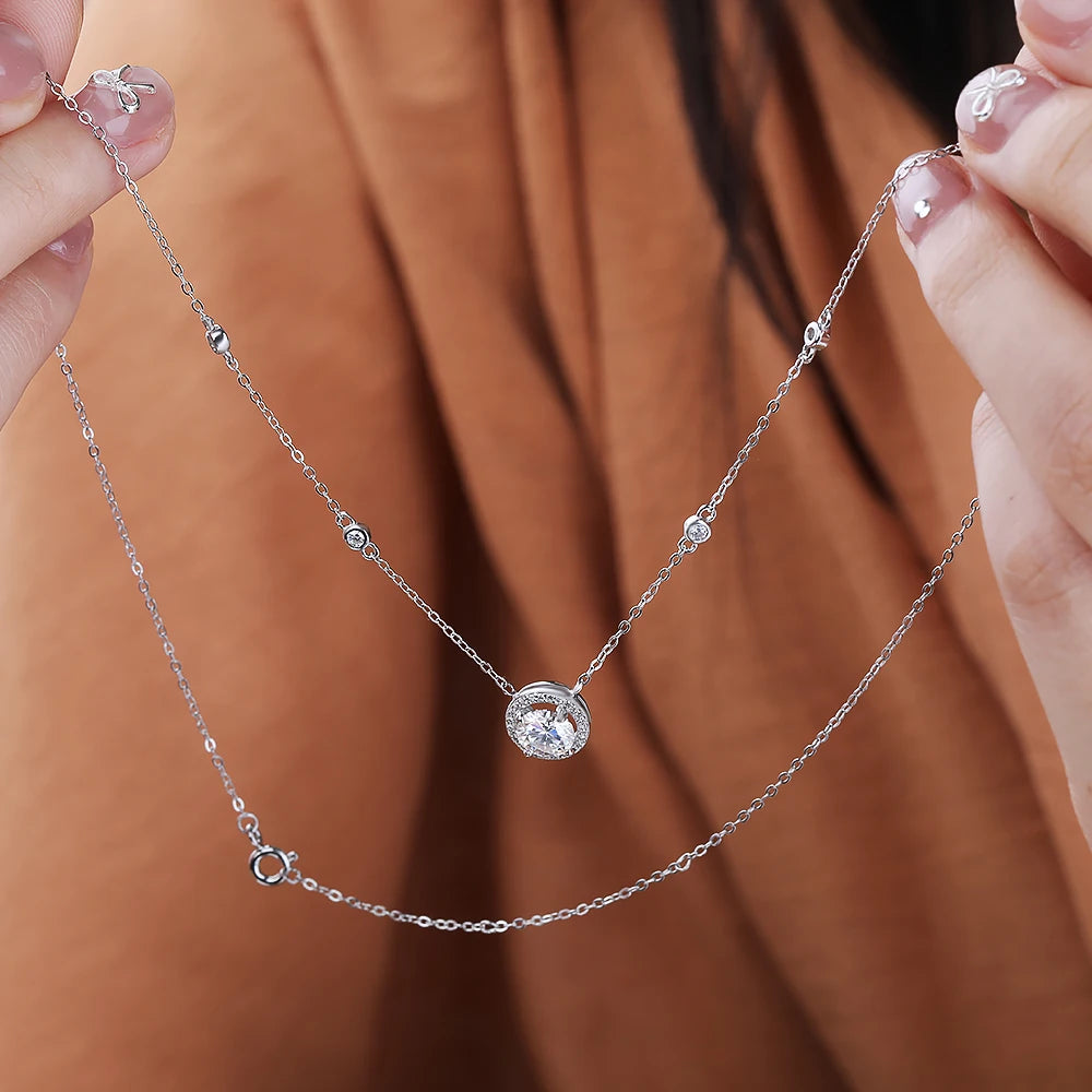 Vòng Cổ Nữ Moissanite 925 Bạc Ý - FEOBUR Sang Trọng