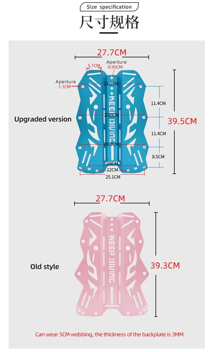 Aluminum Alloy Technic Diving Backplate Wing BCD Ultralight backplane For Scuba Diving  Harness System Hardware Backmount