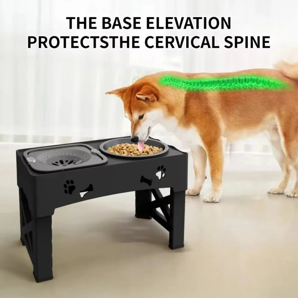 3 in 1 Pet Feeder Anti-Slip Foldable Stand Slow Feeder Bowl Anti-Spill Adjustable Height Elevated Dog Bowls - Daisan Mart
