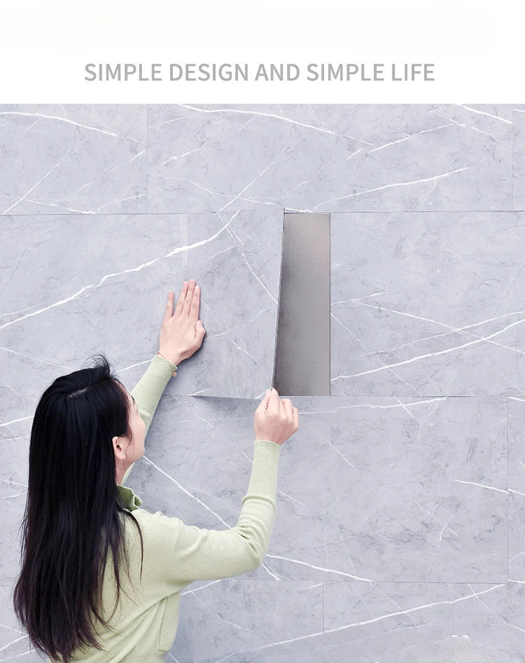 30X60CM SXP marble wood grain wall skirt entrance hall living room kitchen aluminum mold self-adhesive waterproof