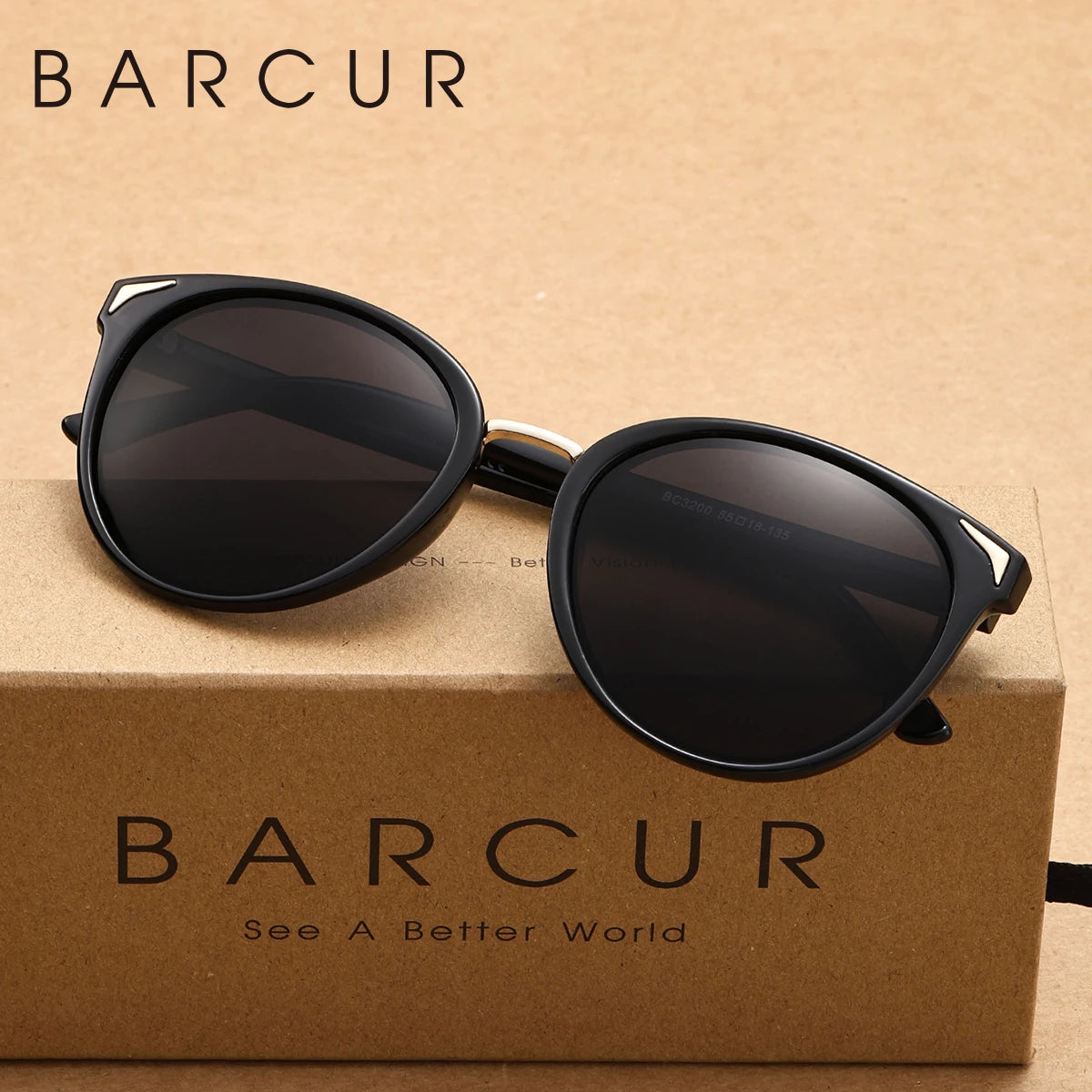 BARCUR 1pcs Women Sunglasses Optional Color Round Lens Lightweight Comfort Driving Casual Commute UV400 Polarized Sunglasses - Daisan Mart