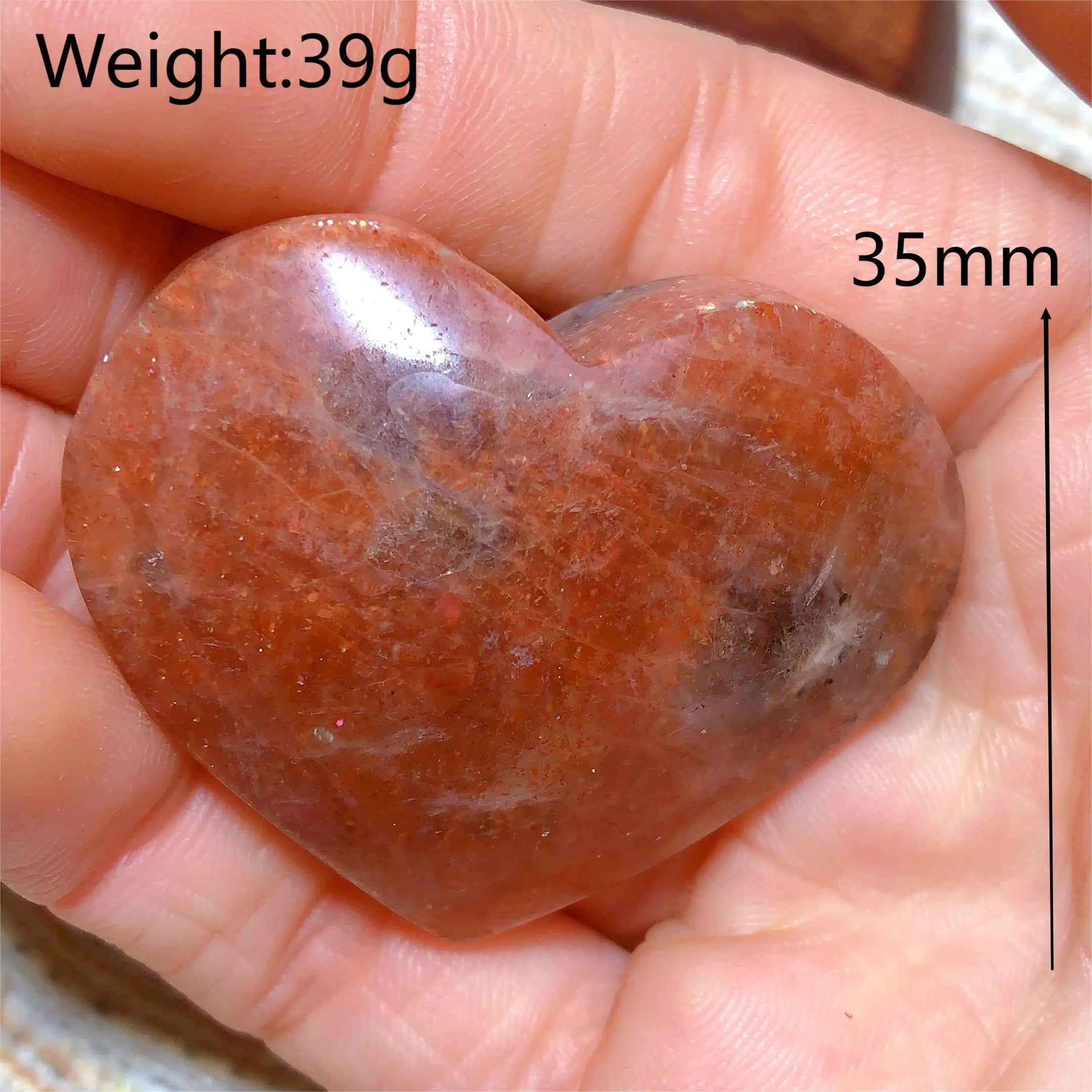 Natural Sunstone Heart Shaped Healing Decoration