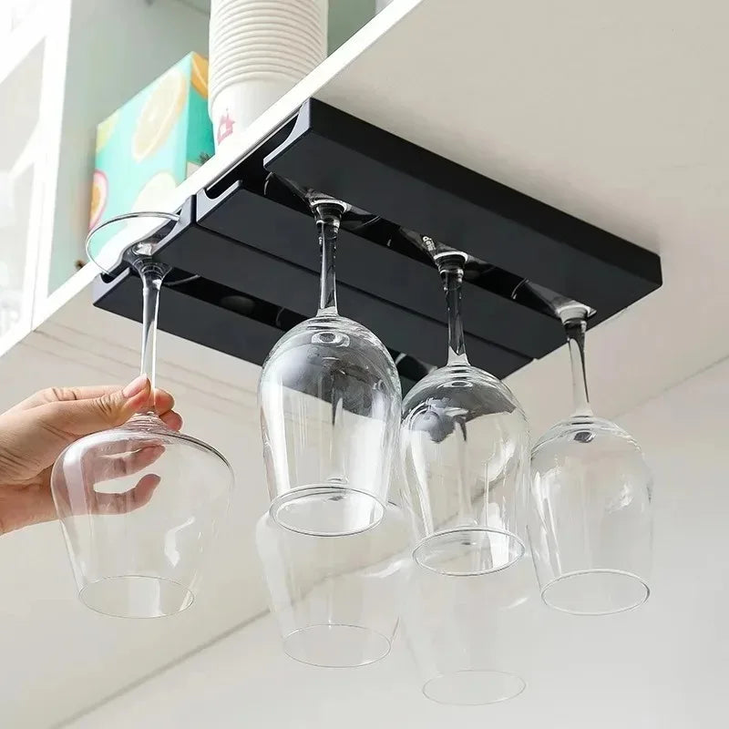 Kitchen Cabinet Hanging Holder Shelf Free Punching Holder Wine Glass Rack Multi-Function Goblet Classification up Organizer - Daisan Mart