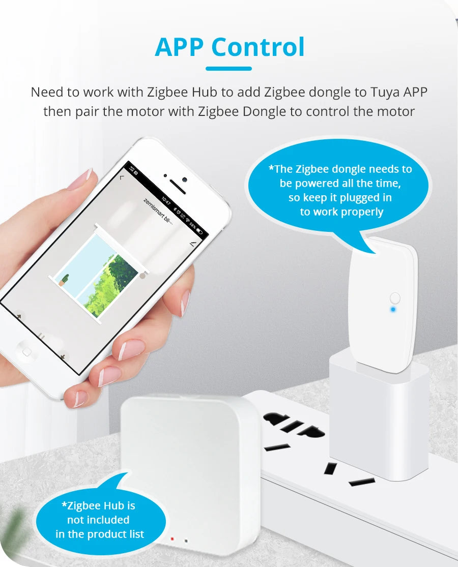 Zemismart WiFi Zigbee Smart Roller Blinds USB Charging