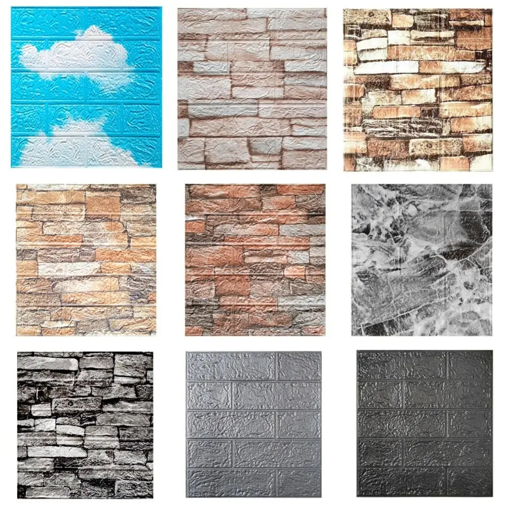 Giấy Dán Tường 3D Giả Gạch Chống Thấm Tự Dán