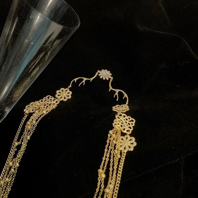 Cài Tóc Nữ Đính Đá Đỏ Sang Trọng Hoa Rũ Quyến Rũ