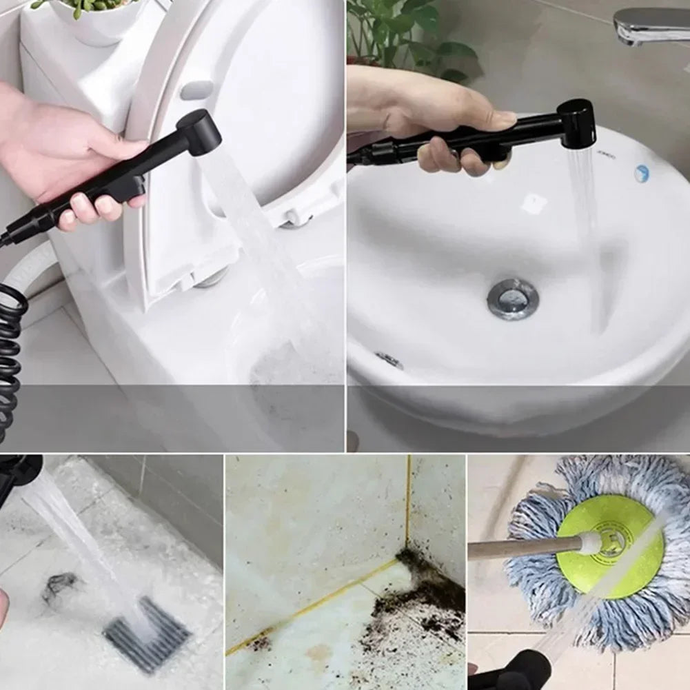 Black ABS Sprayer Handheld Toilet Bidet Bathroom Toilet Bidet Shower Head Nozzle Showerhead Shattaf Spray Shower Head Nozzle - Daisan Mart