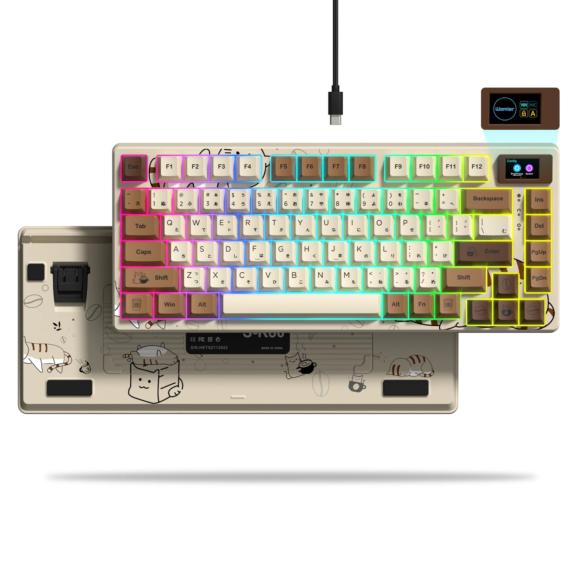 OLED mechanical gaming keyboard, RGB LED, hot-swap, wired