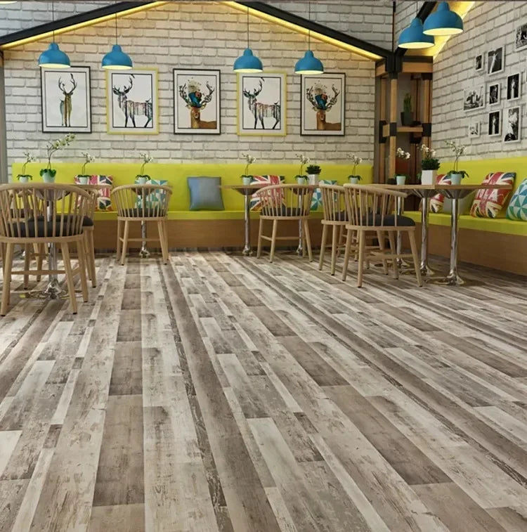 45x15cm Floor Sticker Wall Sticker Modern Self-adhesive Thick PVC Wood Grain Floor Sticker Living Room Bedroom Decoration