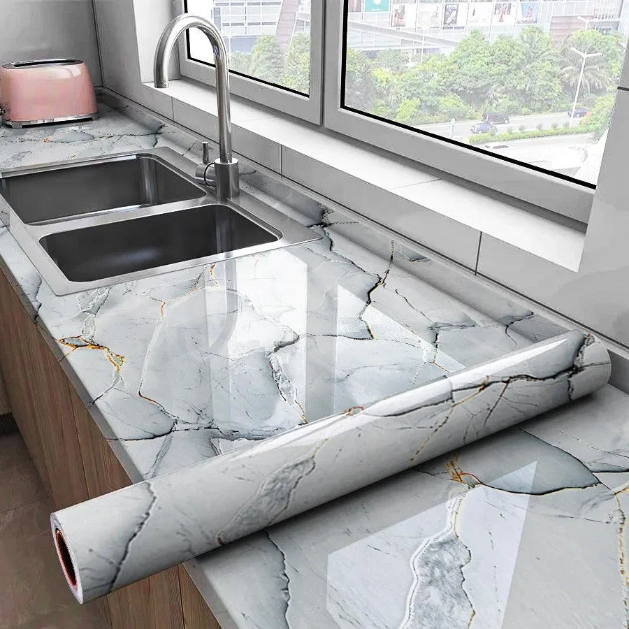 PVC Self-Adhesive Stone Pattern Wallpaper for Kitchen Decoration