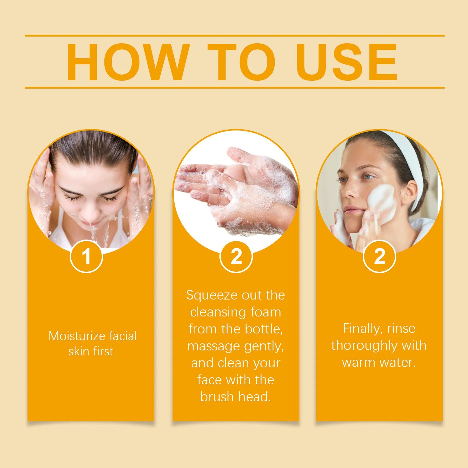 Brightening Facial Cleanser Turmeric Moisturize Nourish Acne Blackhead Remover Clean Pores Rejuvenation Wash Foam Face Cleanser