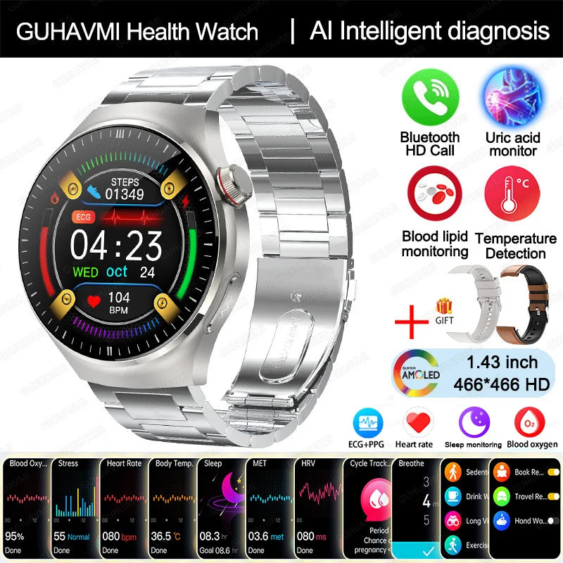 2025 Medical Smartwatch: Oxygen, Fat, ECG+PPG Measurement