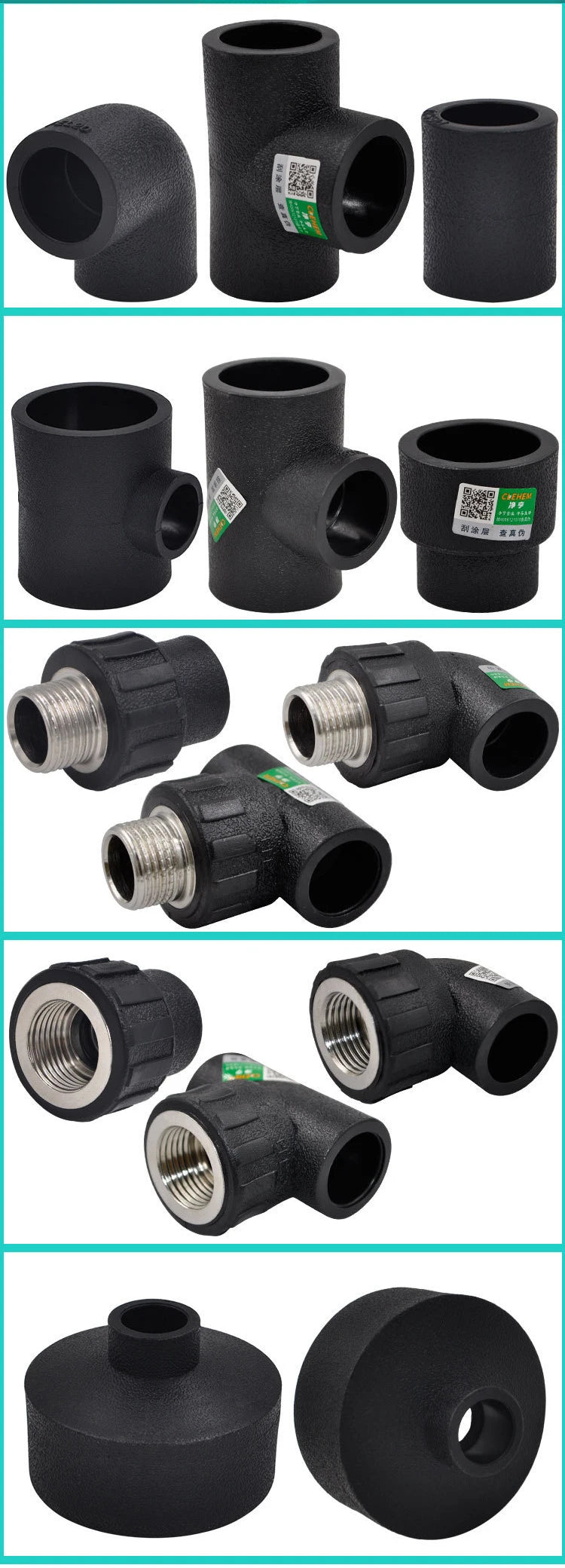 PE Water Pipe Fittings Reducer Direct Elbow Tee Water Supply Pipe 6 Points Internal and External Wire Joint Fittings 4 Points 20 - Daisan Mart