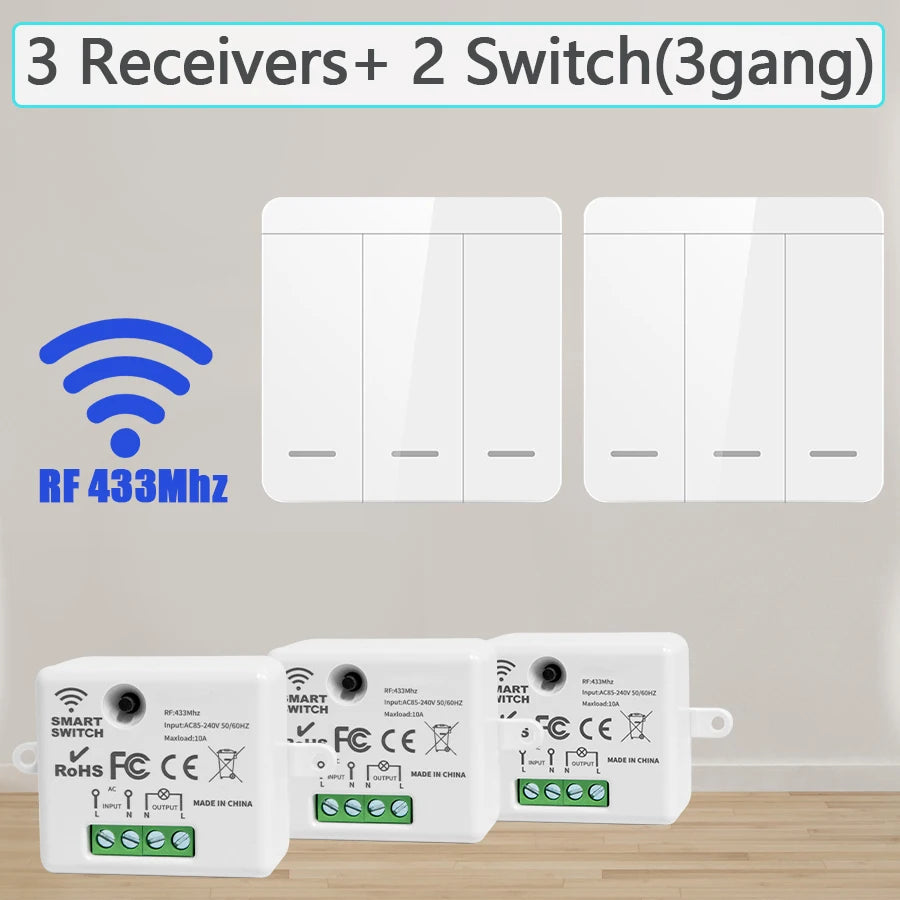 433MHz Smart Switch Remote Control 1/2/3 Buttons