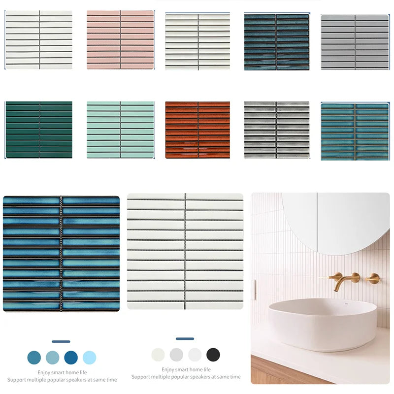 22x145 Long Concave Porcelain Mosaic Tiles for Bathroom Decoration