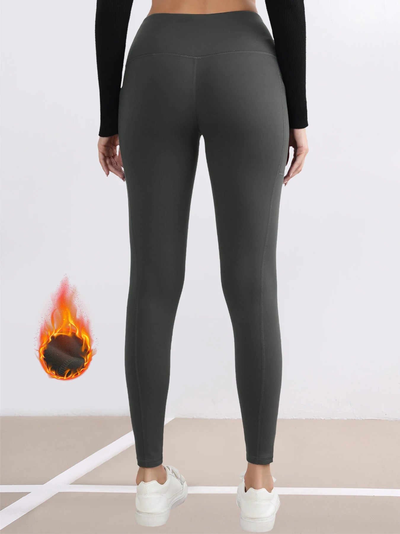 Women's Thick Warm High Waist Leggings with Convenient Pockets
