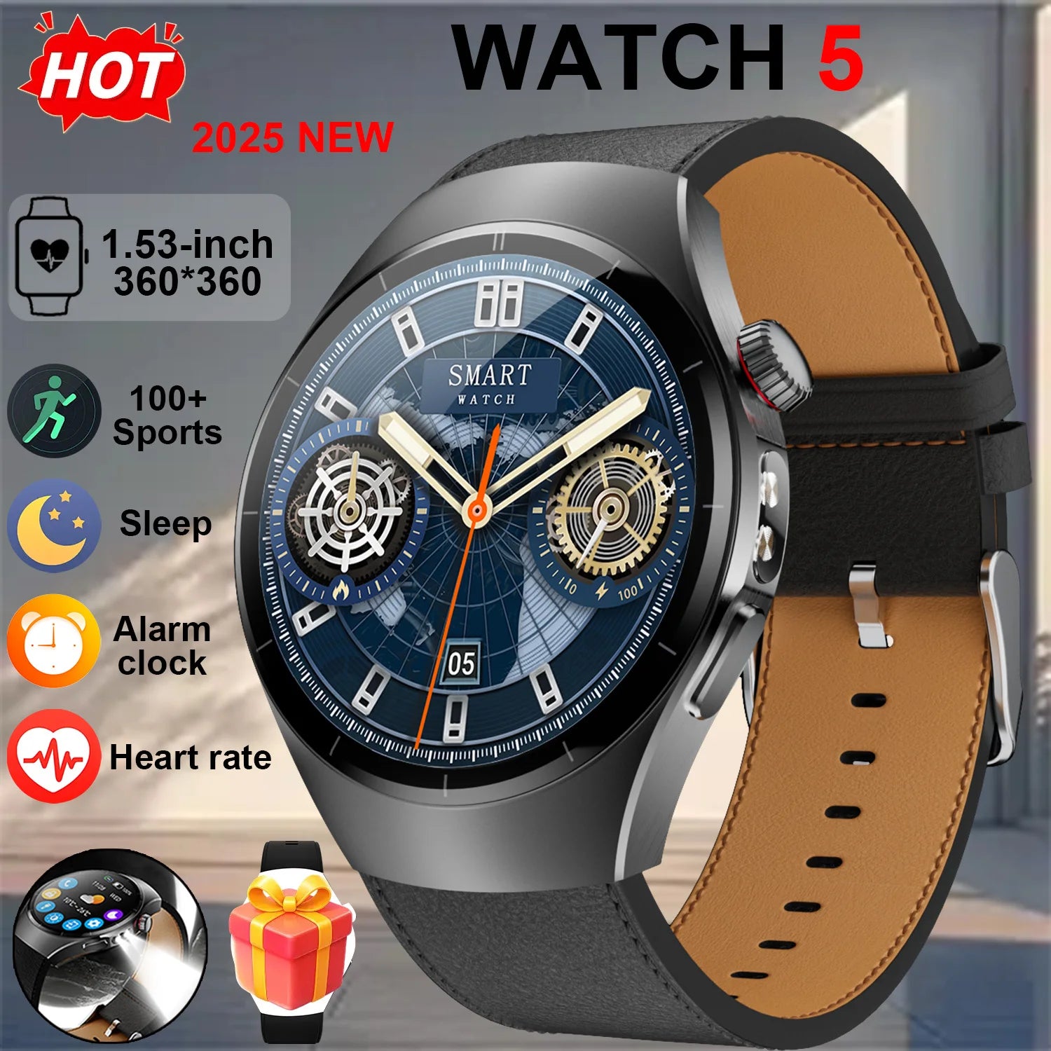 Đồng Hồ Thông Minh 2025 - Watch 5 AMOLED Chống Nước IP68