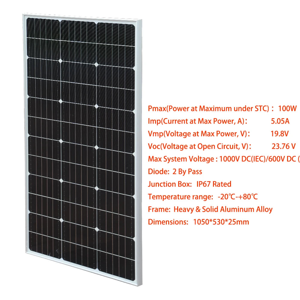 XINPUGUANG Rigid Glass Solar Panel Monocrystalline 10W 25W 50W 100W 200w Power Generation PV Panel charge paneles solares