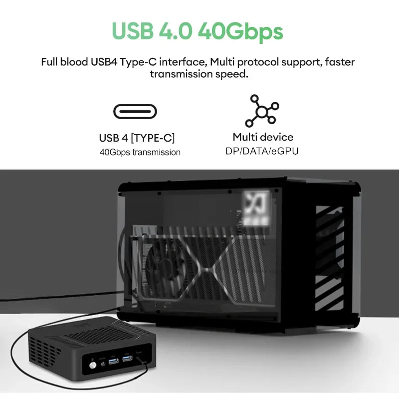 New Solid Mini PC TOPC AMD Ryzen 9 8945HS R7 8845HS USB4.0 Dual LAN 2xDDR5 PCIe4.0 Windows 11 Pocket Gaming Mini Computer WiFi6E