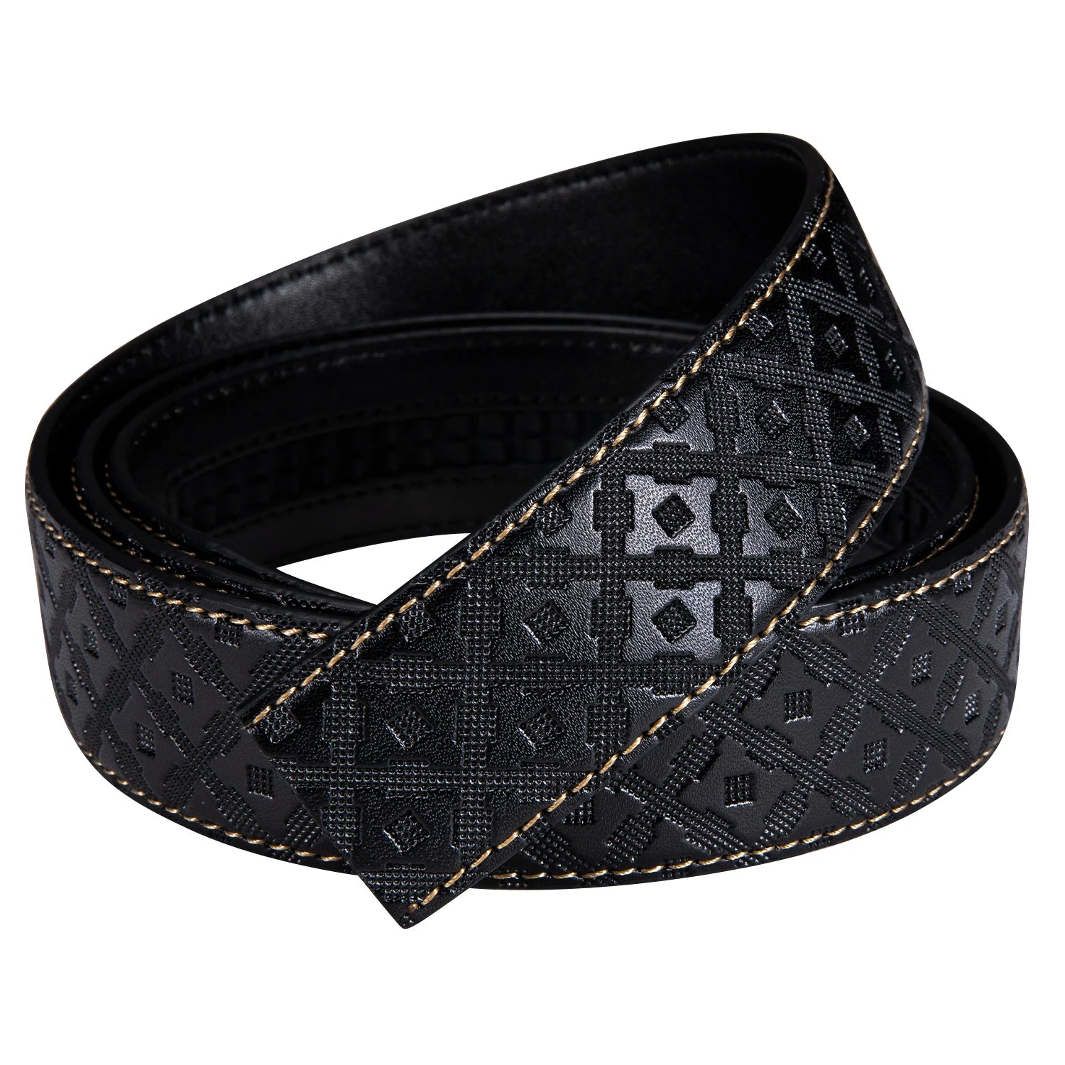 High quality black cowhide men's belt with automatic buckle 130cm