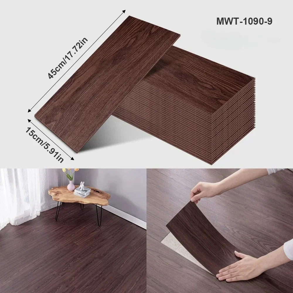 45x15cm Floor Sticker Wall Sticker Modern Self-adhesive Thick PVC Wood Grain Floor Sticker Living Room Bedroom Decoration