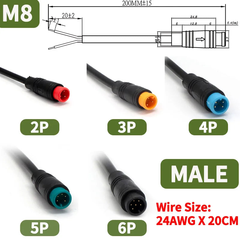Đầu nối chống nước M6 M8 cho xe điện, kèm dây - Daisan Mart
