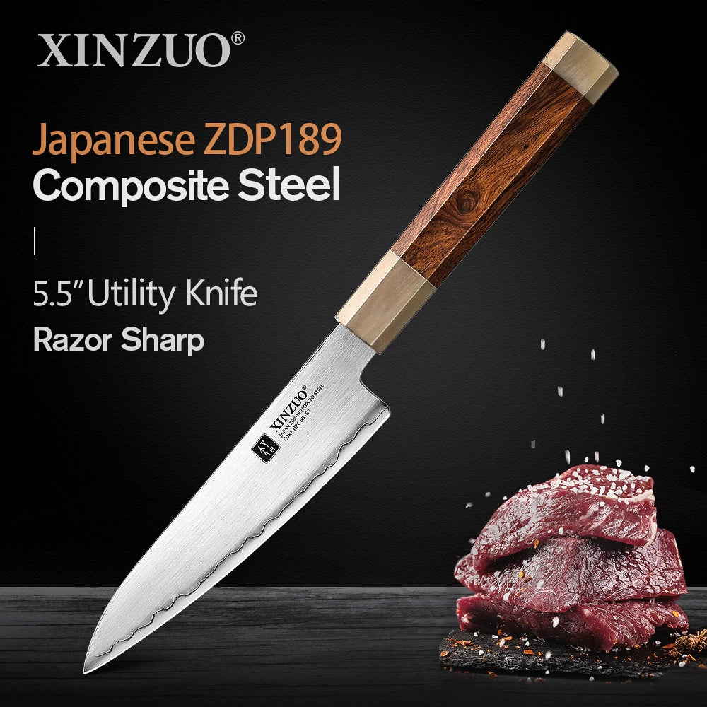 Dao Nhà Bếp XINZUO 5.5 Lưỡi Thép Nhật ZDP189 Cao Cấp