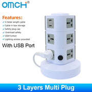 Ổ cắm tháp đa năng OMCH 4 USB, công tắc an toàn