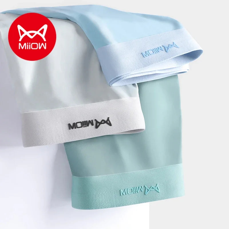 MiiOW Men's Underwear 3PCS Cold Silk Antibacterial L-5XL