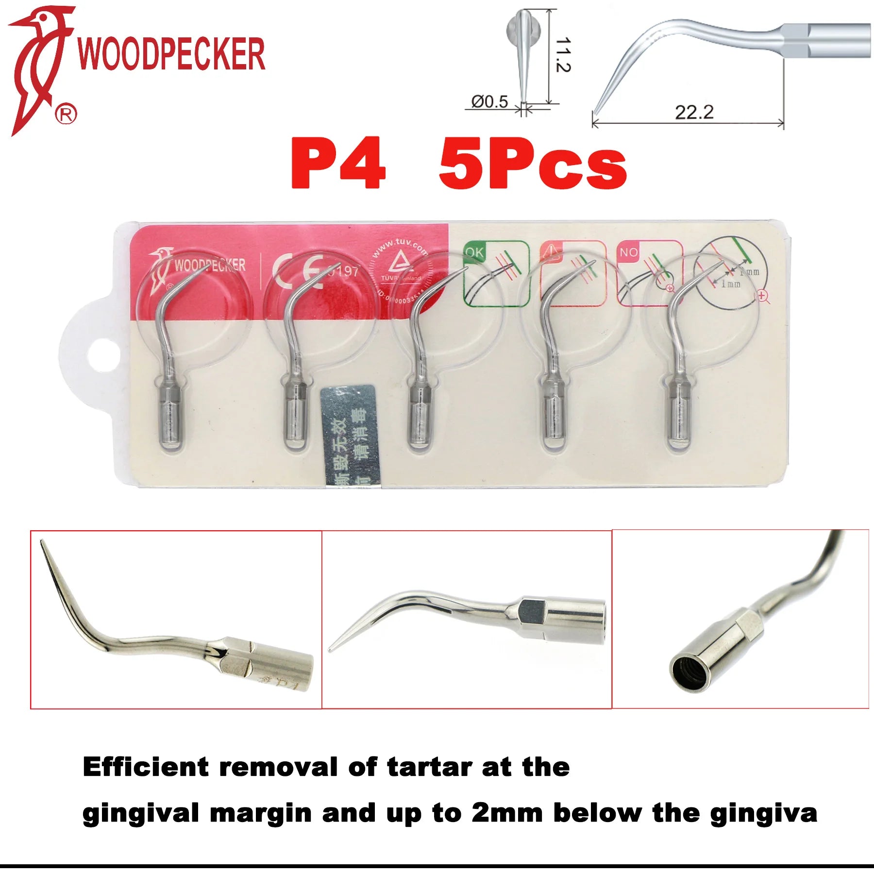 Đầu Tip Siêu Âm Nha Khoa DTE Woodpecker Cho Máy Rung