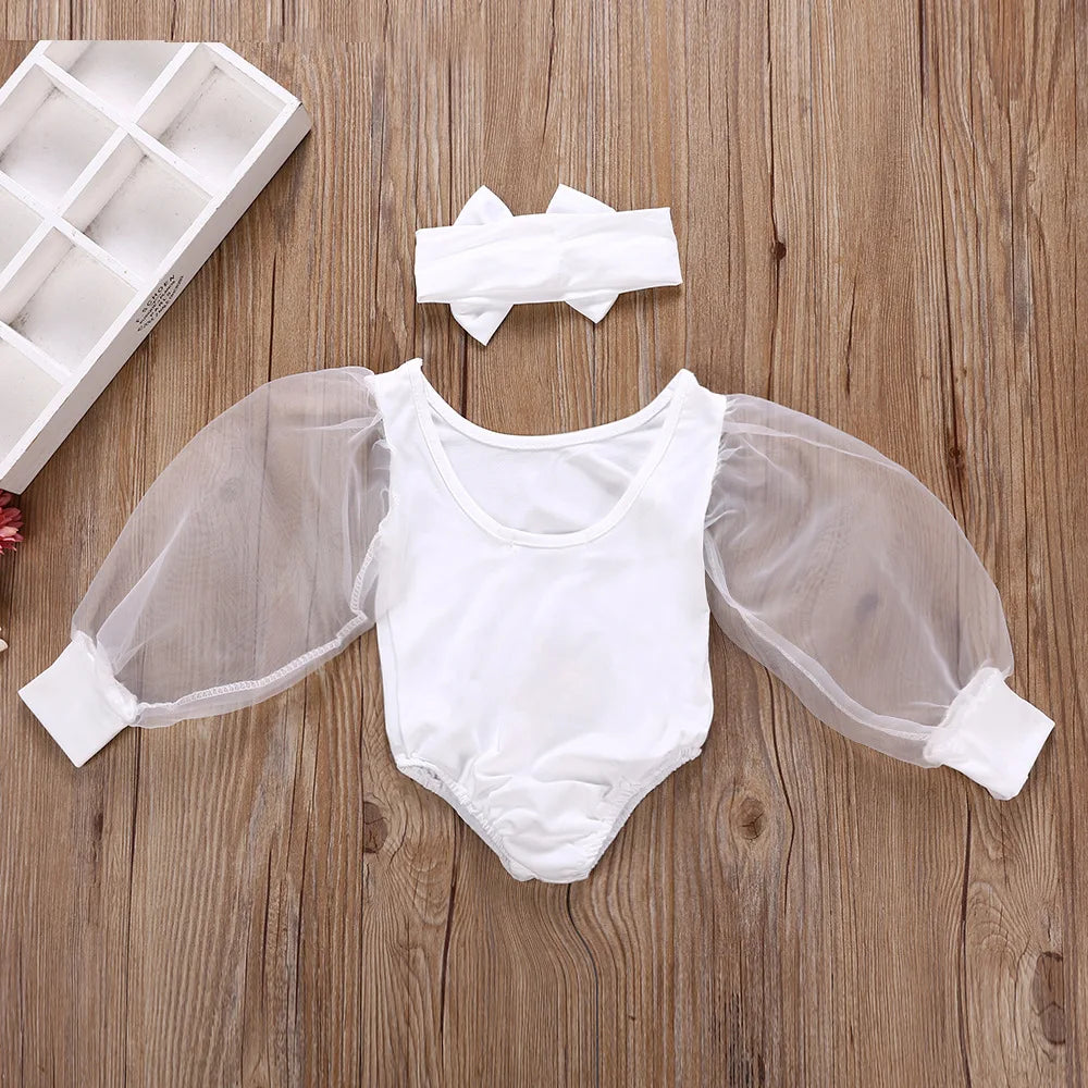 Cute Baby Girl Long Sleeve Bodysuit &amp; Headband