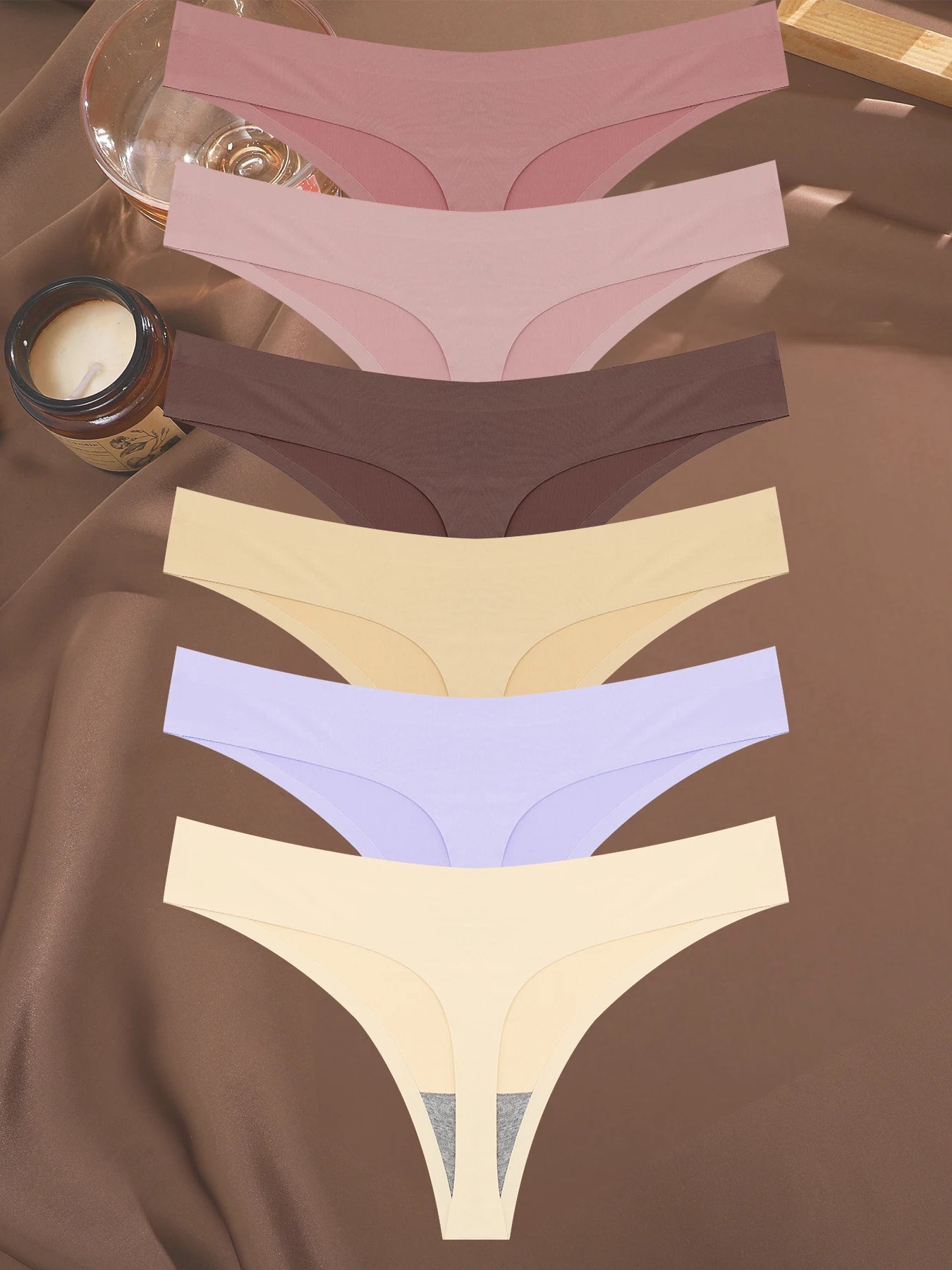 Set of 6 Sexy Low-Waist Seamless Invisible Women's Panties