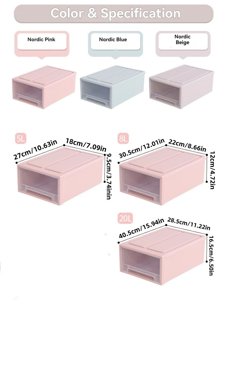 Multi Purpose Stackable Plastic Storage Drawers for Bedroom Closet Underwear Socks Organization