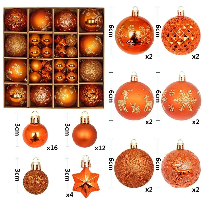 Christmas Balls for Tree Decoration 44 Pieces 3/6CM