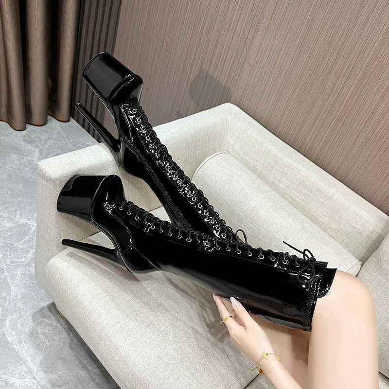 Sexy Red Boots 20CM Thick Sole - Sexy Catwalk Shoes