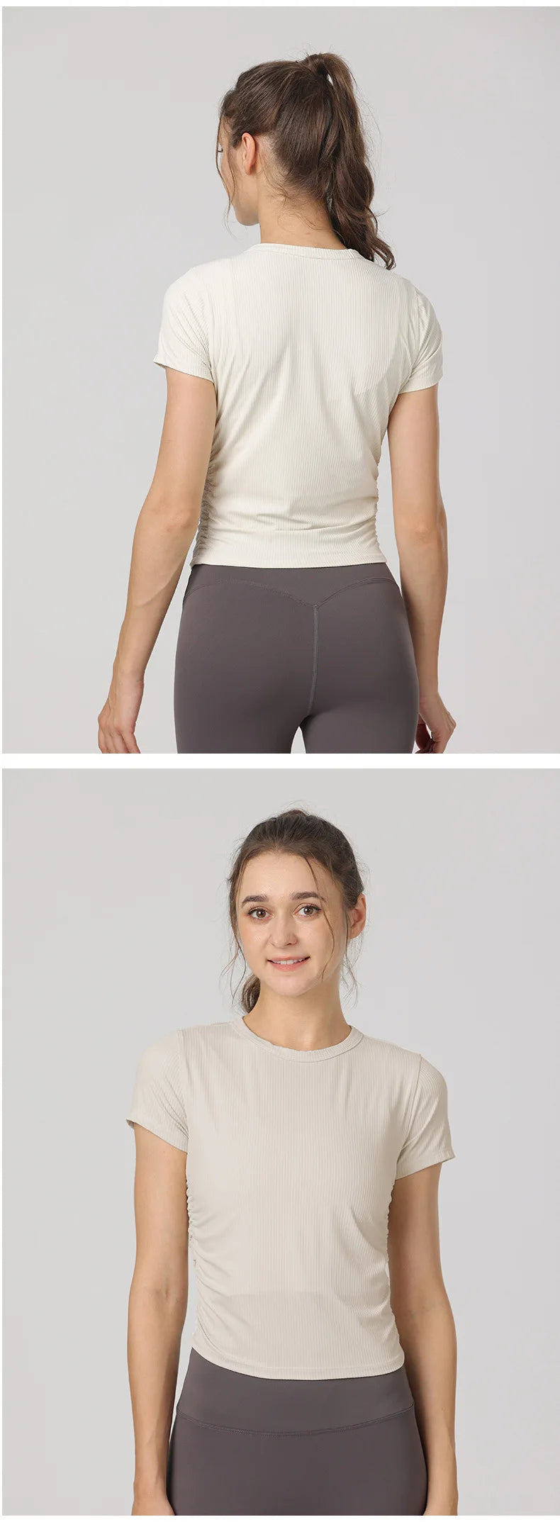 Áo Tập Yoga Nữ Ngắn Tay Co Giãn Thoáng Khí Năng Động - Daisan Mart