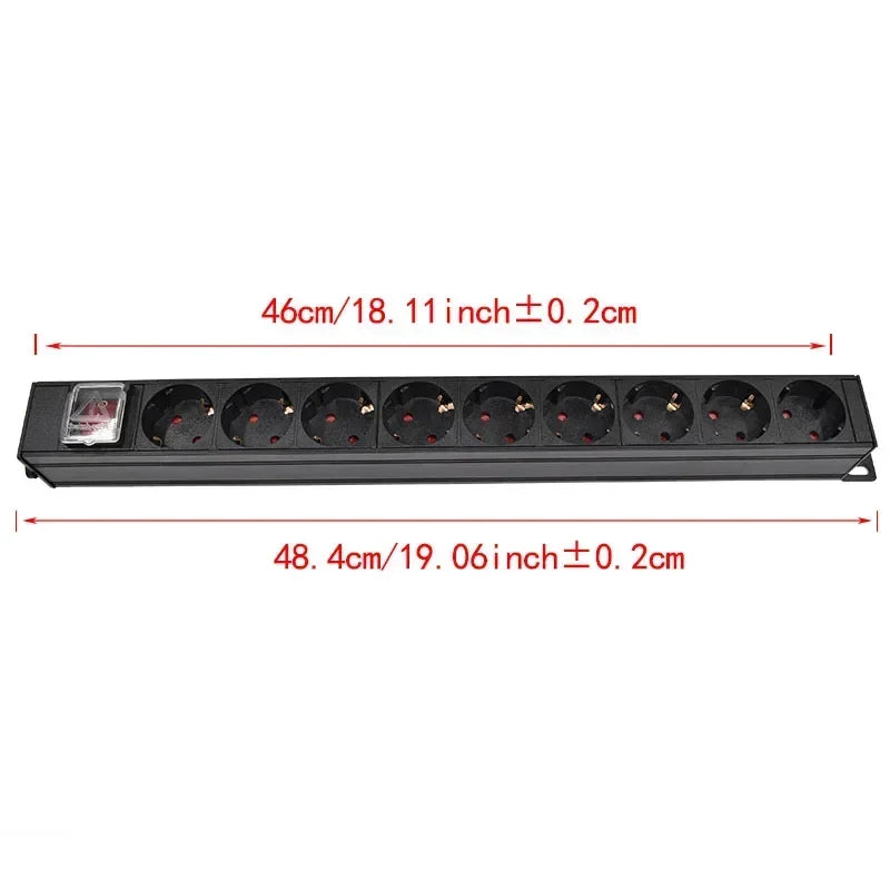 Ổ Cắm PDU Nhôm Tủ Điện 2-10 Ổ Chuẩn Đức Có Công Tắc - Daisan Mart