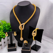 Luxurious 24K Dubai Gold Plated Women's Jewelry Set for Party