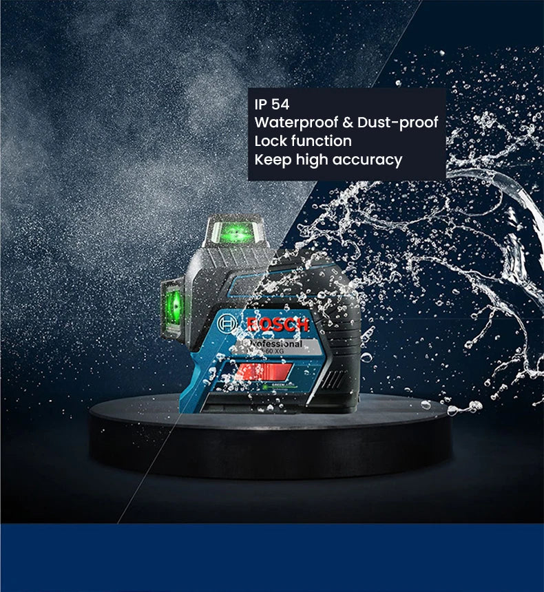 Bosch GLL 3-60 XG Laser Level 12 Lines Green 3D Level Self-Leveling 360 Horizontal &amp; Vertical Cross 30m Powerful Measuring Tool