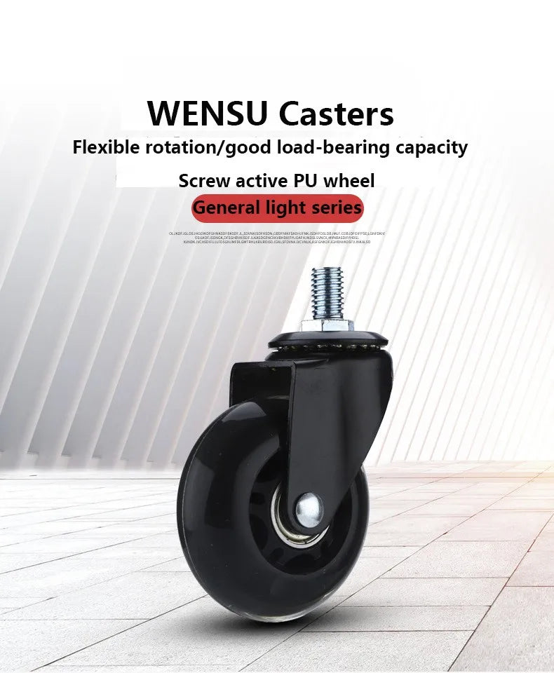 2.5 Inch Multi-Purpose PU Trolley Wheels, 5 Sets, M6/8/10 Shaft