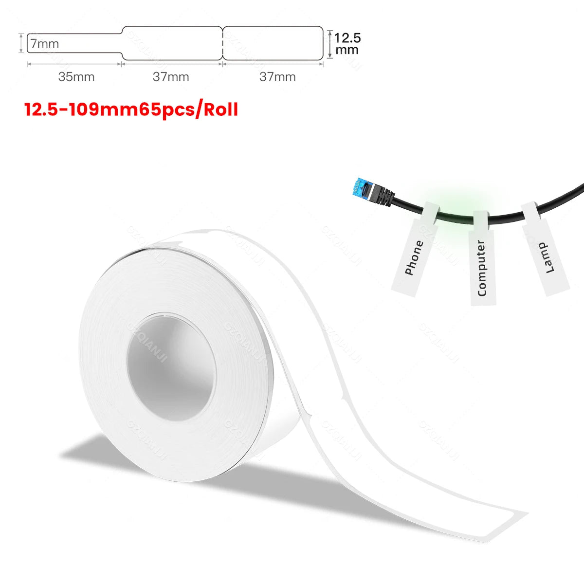 Multi Size P15 Label Paper Rolls Sticker 15*30mm 12*40mm White Color Cable Transparent P15 Thermal Label Printer Adhesive Tape - Daisan Mart